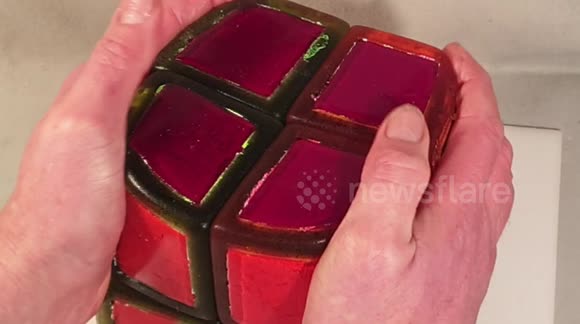 Puzzle enthusiast builds working and edible Rubik's Cube out of...jelly