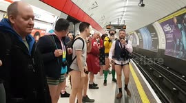Hundreds of trouserless tube riders spread a little joy on the London underground