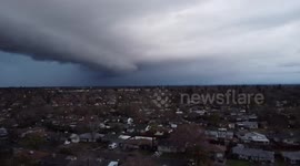 A view of a thunderstorm that is expected to produce heavy rain in the Sacramento area.
