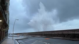 Giant waves hit San Sebastian, Spain, as storm batters Iberian Peninsula