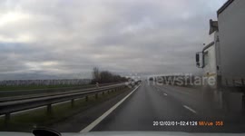 WTF Moment: Wheels Blows Up in the Face of a Car nearly Derailing It