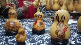 Rabbit Theme Gourd Pyrography In Zhangjiakou, China