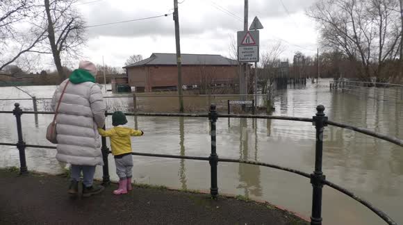Tewkesbury in Gloucestershire flooded as rivers in the Midlands burst their banks