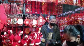 People Shop For Spring Festival Ornaments in Yichang, China