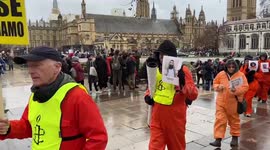 Activists march through London's Westminster calling for Guantanamo to be shut down