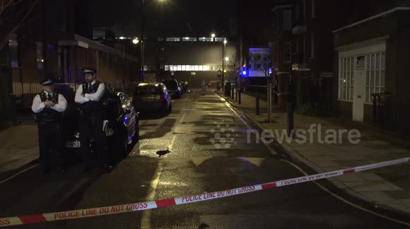 Shooting near Euston Station, London: Officers at incident scene