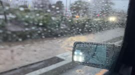 A local storm drain runoff canal in San Rafael, Nothern California, is filled to the brim with run off form the recent atmospheric river