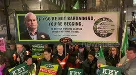 Unions protrst anti-union law outside Downing Street