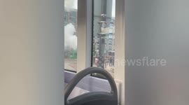 Bus catches fire outside railway station in Bristol