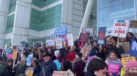 Nurses hold demonstration outside UCLH in London as Nurses Strike over pay and conditions