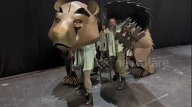 Bear puppet at Holding Achilles media call for the Sydney Festival 2023