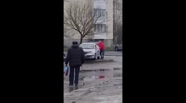 Belarus locals desperately try to stop driverless car moving around in circles