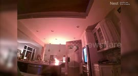 CCTV captures moment iPhone spontaneously catches fire while charging on kitchen counter as family asleep