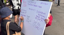 Demonstrators hold the 760th Kamisan action In Jakarta, Indonesia for the 16th time