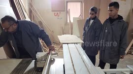 Palestinian orphans learn handicrafts at the al-Amal Institute for Orphans