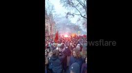Protest against pension reform in Paris, France