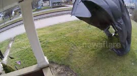 Strong winds blow carport tent away amid severe thunderstorm in Indiana, US