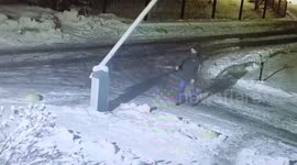 Barrier gate hits drunk man on head causing him to fight back