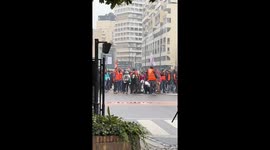 Protesters against the pension reform project passed out.