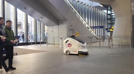 Network Rail automated cleaning bot cleans inside the station