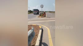 Train crashes into truck trying to beat level-crossing in Cambodia