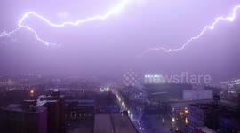 Absolutely amazing and majestic lightning shower captured in Cleveland