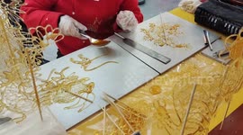 Folk Artists Create Sugar Paintings in Suqian, China
