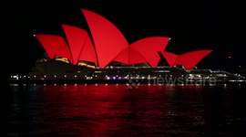 Sydney Opera House turns red for Chinese New Year, Australia