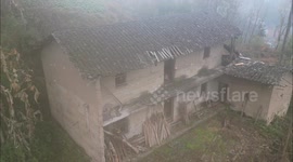 The Dilapidated Earthen Walls And Tiled Houses In Chongqing, China