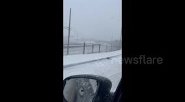 Heavy snowfall in Detroit, MI, USA