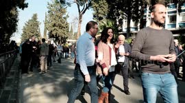 Labor unions and activist groups protest in Nicosia, Cyprus