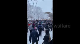 Massive snowball fight unfolds at University of Michigan