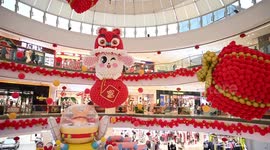 A Giant Rabbit Made of Balloons At Qingxiu Wanda Plaza in Nanning, China