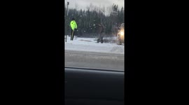 Got pulled over and saw drunk guy beside us, our driver had no license so sucked but this guy was way worse off than us lol.