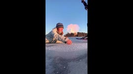 Nordic skaters discover methane bubbles from ice in Skelleftea, Sweden