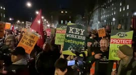 Protest outside Downing St against government bill to limit strikes
