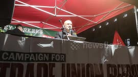 One of the invited guest speakers talk at the Right To Strike Protest which was held opposite Downing Street In Westminster