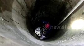 Cat rescued from five-meter deep well