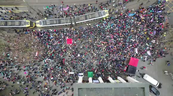 Amazing drone footage shows massive crowd supporting teachers strike in Manchester