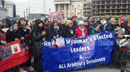 Myanmar demonstrators in London mark two-year anniversary since military coup