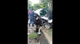 Car Accident Girl Driver Drove off In South Sumatera Indonesia hit fried food seller