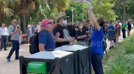 Protesters face off with Pell supporters outside funeral of Cardinal George Pell at St Mary’s Cathedral in Sydney, Australia