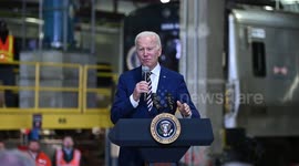 President Joe Biden Visits West Side Rail Yard In New York, NY, USA