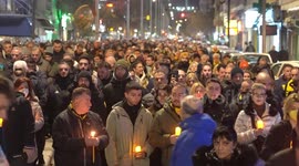 Thousands join march to mourn 19-year-old football fan killed in 2022