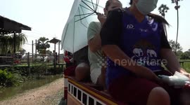Awesome mini train takes guests on trip around cafe garden