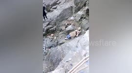 Tourist falls off waterfall walkway as guardrails break in China