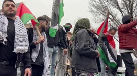 Chants before march for Palestine in New York, USA