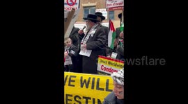 Jew making speech at the Protest for Palestine in New York, USA