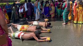 Chariot parade and devotees rolling on the road for Therr Thiruvizha in Sydney, Australia