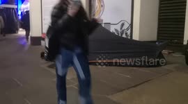 Homeless people down The Strand in London make good use of the electric bikes that now litter the streets of the West End. They used the bikes to held stabilize their tent to hold it down.